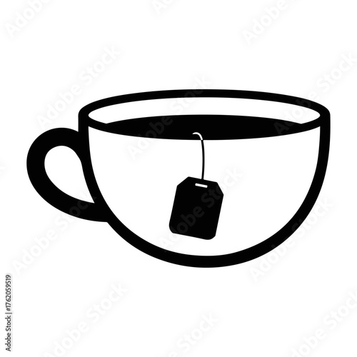 A simple cup of tea with a tea bag inside, ready to drink.