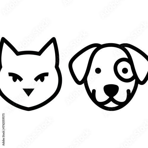 Cat and dog icons representing domestic pets and animal companionship.