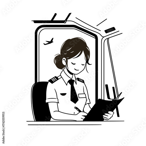 Train Conductor. Train Conductor simple black and white line art vector logo
