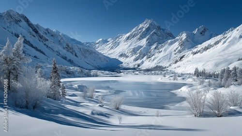 雪と氷に覆われたアルプス山脈、冬の絶景