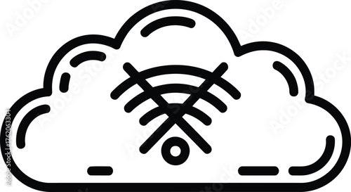 Cloud With Wifi Symbol Icon Outline technology