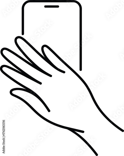 Hand Holding Smartphone Icon Outline vector illustration