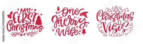 Merry Christmas and Happy New 2026 Year - cute hand drawn doodle lettering postcard. Hello 2026. Holly Jolly, Tis the season.