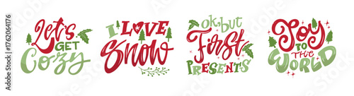 Merry Christmas and Happy New 2026 Year - cute hand drawn doodle lettering postcard. Hello 2026. Holly Jolly, Tis the season.