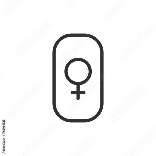 Female contraceptive pill, linear icon. Or a vaginal tablet. Birth control and reproductive health. Line with editable stroke.