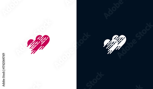Logo of two hearts in a bond of love. Two hearts love icon