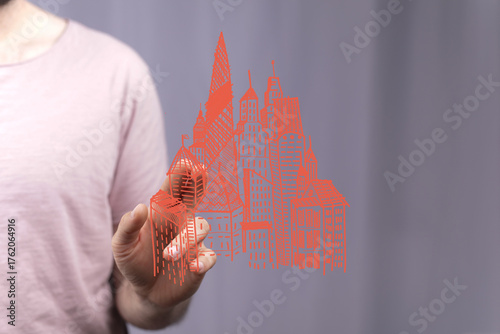 Hand interacts with a digit...
