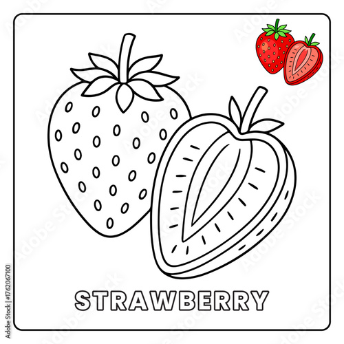 Strawberry Cute Fruit Children Coloring Page
