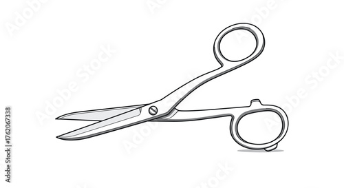 Surgical scissors with serrated blades for cutting bandages and dressings.