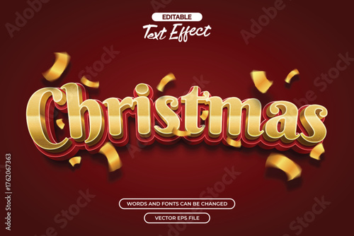 3d Christmas editable text effect with gold texture text style