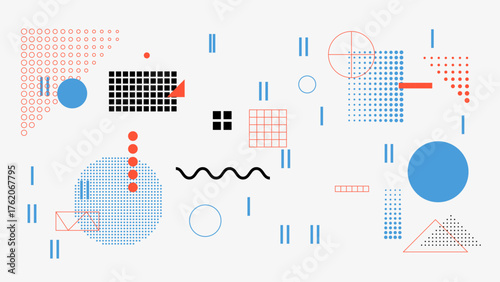Vector Graphic Assets Set. Shapes in Y2k style, Futuristic, Brutalist, Anti-design