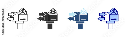 Mailbox Icon Set. Designed In Multi Style
