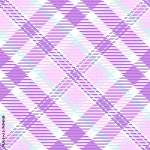 Windowpane texture background check, purple fabric pattern seamless. Suit plaid tartan textile vector in light and purple colors.