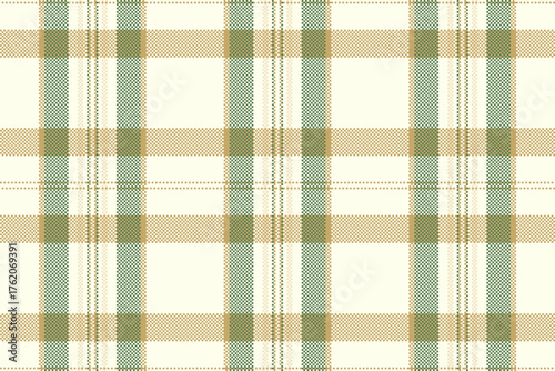 Pure textile check background, intricate fabric texture plaid. Hobby vector tartan pattern seamless in ivory and amber colors.