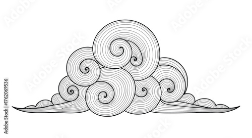 A cluster of swirling spiral shells resting on a decorative base.