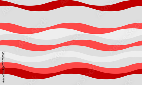 Abstract wavy red and white stripes pattern.  Modern, minimalist design ideal for website backgrounds, textile prints, or branding projects.  Evokes feelings of energy, movement, and fluidity.