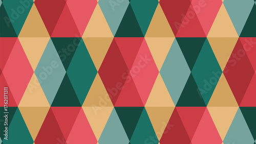 A repeating pattern of colorful diamonds in shades of red green yellow and blue creating a geometric design