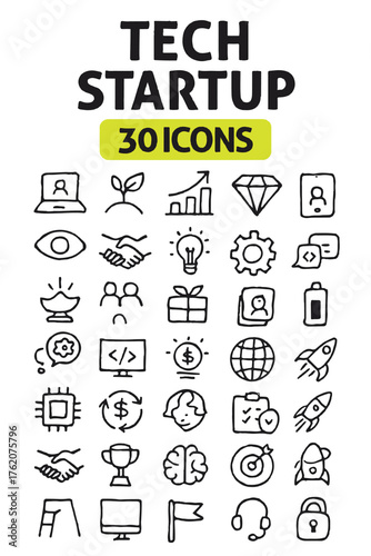 Tech Startup Icons – Innovation, Growth, Pitch, MVP