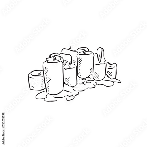 Candles with wax melted drawing in black 