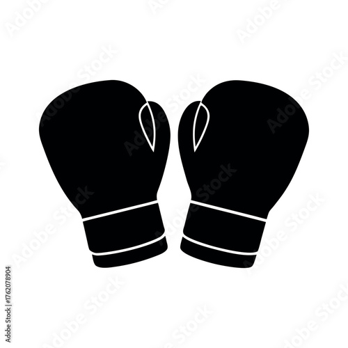 Boxing Gloves Silhouette Vector Icon. Fight Sport Equipment Symbol.