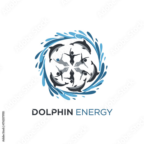 Dynamic Dolphin Energy Water Circle Logo