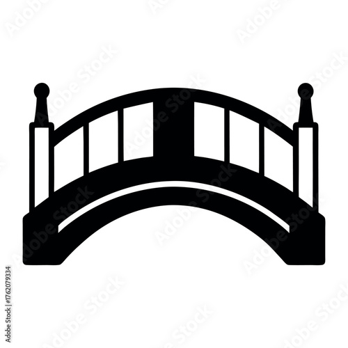 Black and White Vector Illustration of a Suspension Bridge Silhouette