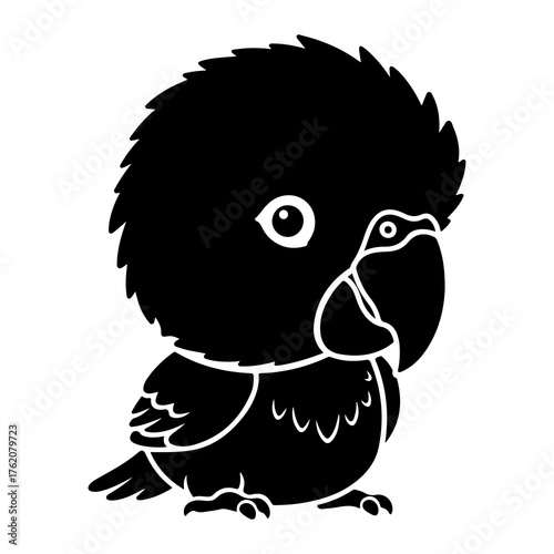 Black cartoon parrot bird cute