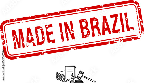Red Rubber Stamp with made in brazil Text – Grunge Style Office or Legal Concept

