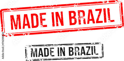 Red Rubber Stamp with made in brazil Text – Grunge Style Office or Legal Concept
