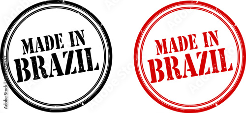 Red Rubber Stamp with made in brazil Text – Grunge Style Office or Legal Concept
