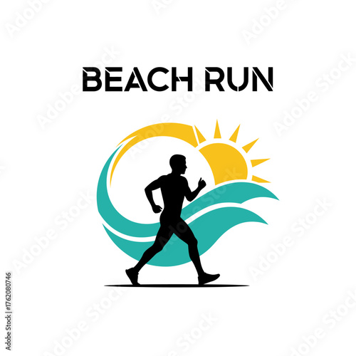 Summer Beach Running Jogging Sport Logo