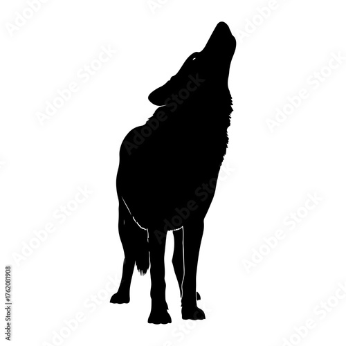 Black wolf howling silhouette animal