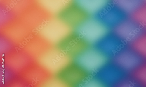 Blurry rainbow colored diamond pattern with soft focus abstract background