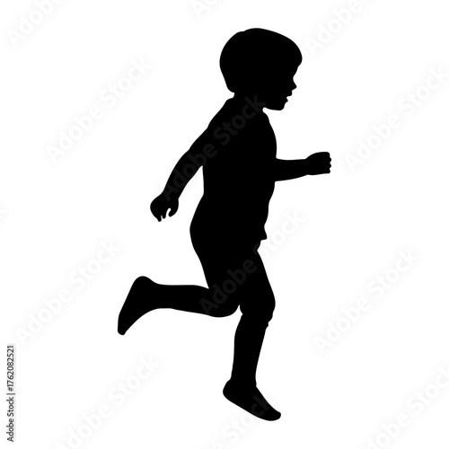Boy running silhouette child motion
