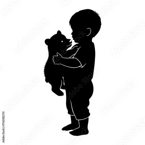 Child holding teddy bear vector