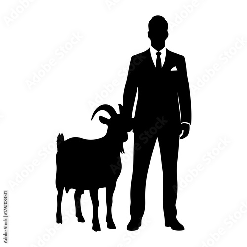 Man and goat silhouette suit pocket square