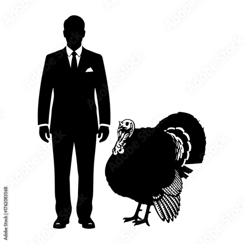 Man and turkey silhouettes suit