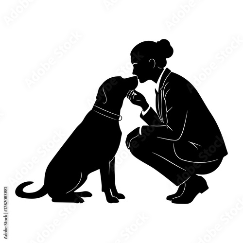 Person and dog silhouette animal