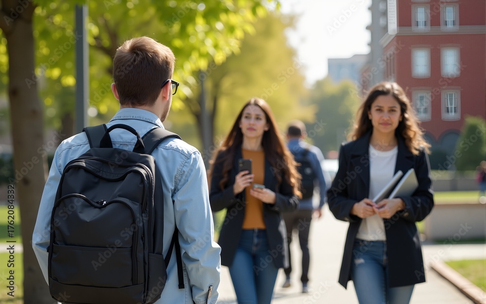 Obraz premium Students near university. High quality