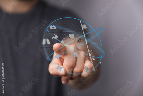 Hand interacts with a digit...