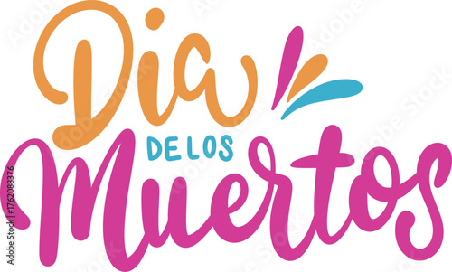 Colorful dia de los muertos typography on black