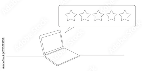 line art of a laptop that received a lot of good feedback and testimonials from customers in the form of a perfect five stars