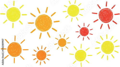 Bright sunshine icons representing warmth energy and happiness a collection of diverse sun symbols