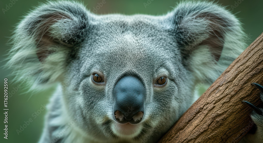 Obraz premium Close-up of a koala on a tree branch in natural habitat