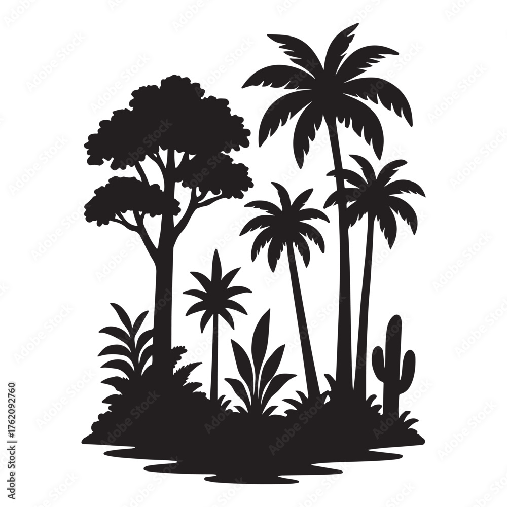Obraz premium Dense Forest trees silhouette vector