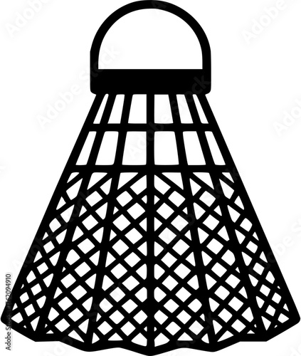 Geometric wireframe badminton shuttlecock mesh vector illustration — stylized sports symbol showing lattice structure and minimal line art composition.