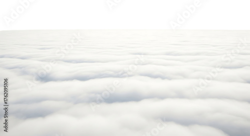 Aerial view of a sea of clouds stretching to the horizon, creating a serene and ethereal landscape isolated on transparent background the soft, fluffy clouds create a dreamlike atmosphere, perfect for