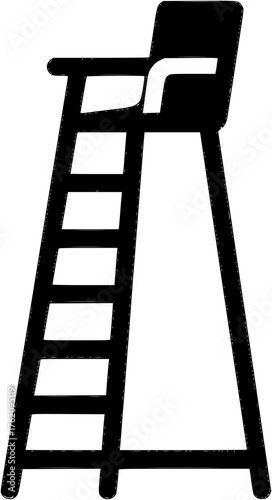 Badminton umpire chair vector design showing high referee seat used for professional matches tournaments and sports court equipment illustrations.