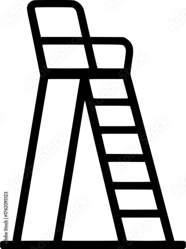 Badminton referee chair icon vector illustration showing elevated seat for match supervision used in tournaments and indoor court design.