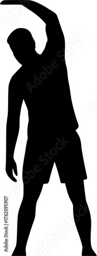 Sports warm up stretch vector illustration showing athlete preparing body before match or training exercise for fitness and flexibility.
